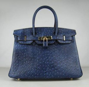 Hermes Birkin bag 30 Blue de presse Dark blue Ostrich Skin Gold hardware.jpg